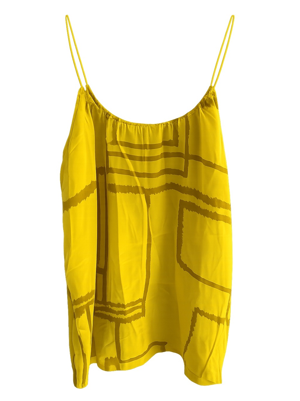 Tucker by Gaby Basora 100% Silk Chartreuse Yellow Geometric Cami M